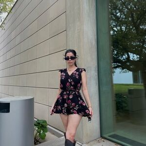 Black Floral Romper